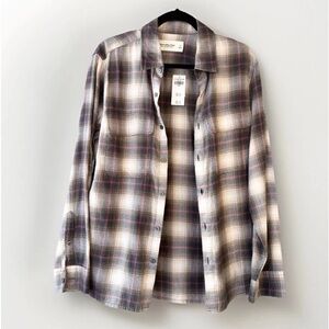 NWT Abercrombie & Fitch Flannel button up shirt plaid boyfriend s